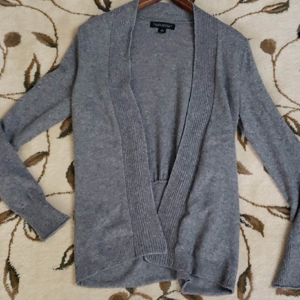Banana Republic Italian Yarn Wool Blend Open Cardigan - Heather Gray, Size S